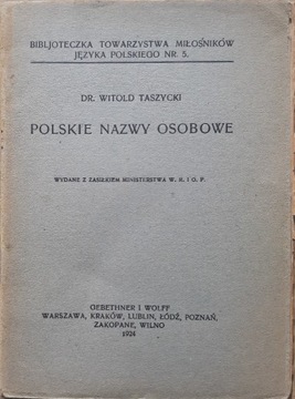 Witold Taszycki - Polskie nazwy osobowe - 1924