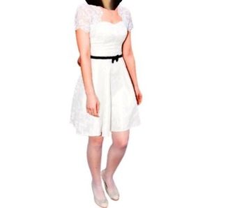 Sukienka biała koronkowa koronka bez ramion XS/34