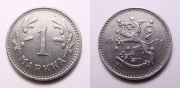 Finlandia 1 markka 1951 r. PIĘKNA!