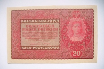 POLSKA Banknot 20  Marek Polskich 1919 r.seria FN