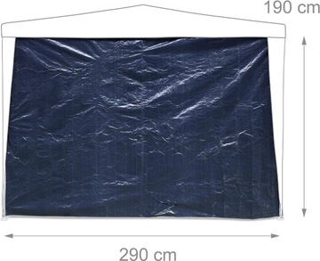 Niebieska ściana boczna do pawilonu 190 x 290 cm