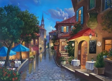 Maria Gordeeva "Wieczorne światła starego miasta " obraz olejny 