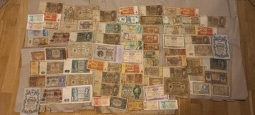 Zbiór 87 starych banknotów z róznych krajów 