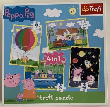 Puzzle 3szt Świnka Peppa 4w1 4+ puzzle drewniane