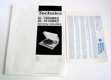 Instrukcja gramofonu Technics SL-1600MK2, 1610MK2