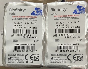 Biofinity toric -3,75, cyl -2,25 2szt