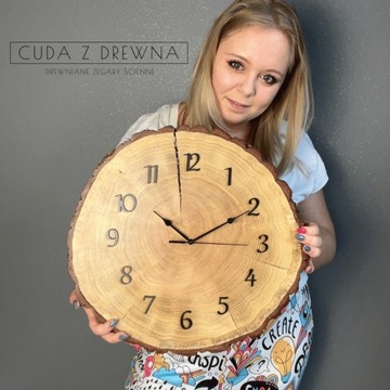 Wiszący zegar z drewna 30cm CUDA Z DREWNA