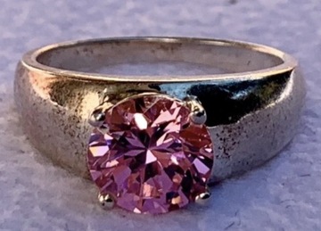 SPEKTAKULARNY srebrny pierścionek- różowy topaz!