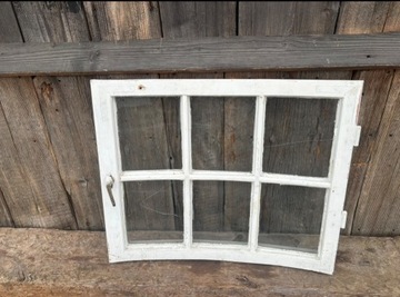 Stare okno drewniane półokrągłe rama UNIKAT
