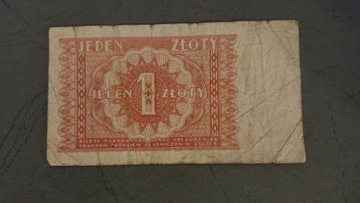 Banknot 1 zł,  z 1946r. PRL