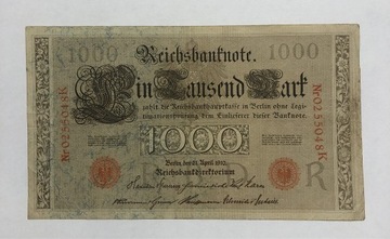 1000 Marek Reischbanknote 1910 rok