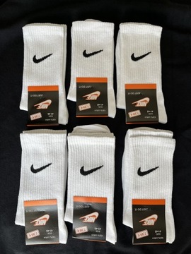 Skarpety Nike białe 6 par wysokie rozmiar 41-45