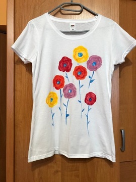 Ręcznie malowana koszulka kwiaty