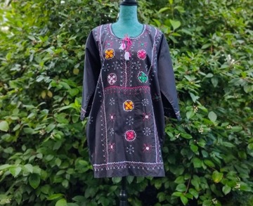 Nowa tunika czarna XXL 44 3XL 46 folk etno boho 