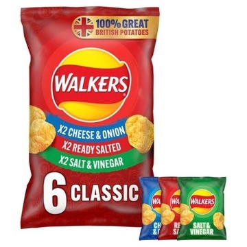 Chipsy Walkers Mix Różne Variety 6x25g UK