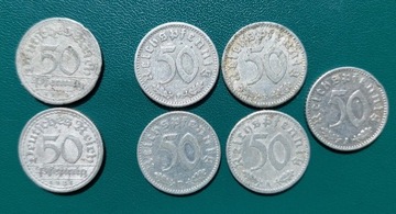 50 PFENNIG 1920, 1921, 1935, 1939, 1940, 1942