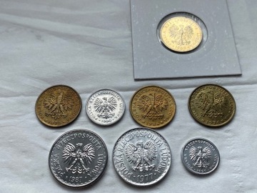 zestaw 1 złoty 1977 1987 2 złote 1975 1976 mennicz