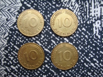 10 pfennig 1949 seria liść dębu komplet 