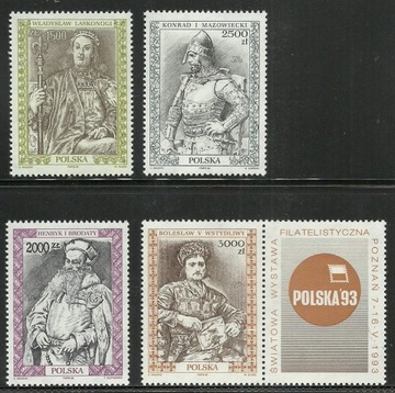 Polska 1993 fi 3286-3289 poczet królów**czyste