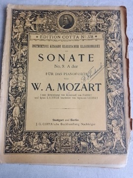 Stare nuty  z 1892r Sonata Nr 9 W.A.Mozart