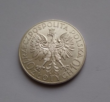 10 Złotych Głowa 1933 r. Bardzo Piękna Moneta.