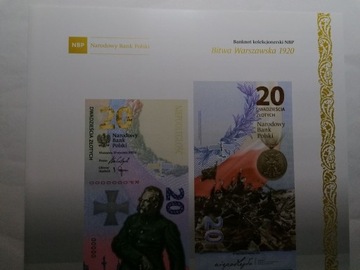 Folder do banknotu Bitwa Warszawska język polski