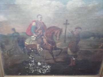Stary obraz olejny malowany na płótnie 