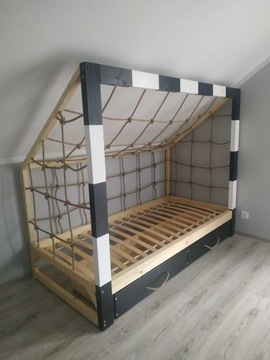 Łóżko bramka piłkarska materac 200x90 2 x szuflada
