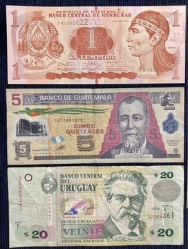 Zestaw 5 banknotów z Ameryki Południowej