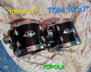 Pearl export Tom 8"x7" & 10"x7"czarne topola mahon