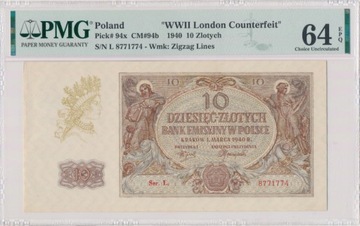 10 złotych 1940  WWII London Counterfeit