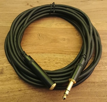 Kabel mikrofonowy/słuchawkowy 5 m, końcówki 6,5 mm