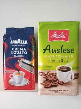 Zestaw kaw Melitta auslese mild 500g, lavazza 250g