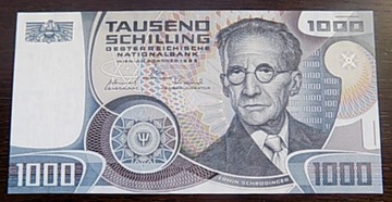AUSTRIA 1000 SZYLINGÓW 1983 P-152 UNC Erwin Schrödinger