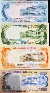 SOUTH VIETNAM 50 100 500 1000 DONG SET 4 PCS 1972 