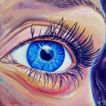 Blue Eye - obraz olejny 25 x 25 cm