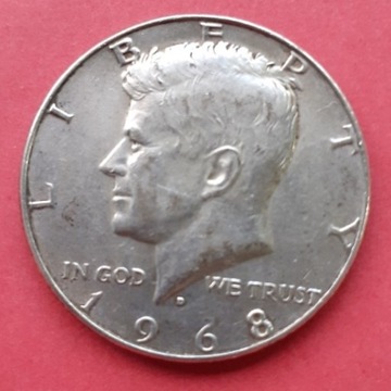 half dolar 1968 Kennedy silver srebro Ag 400 11,5g