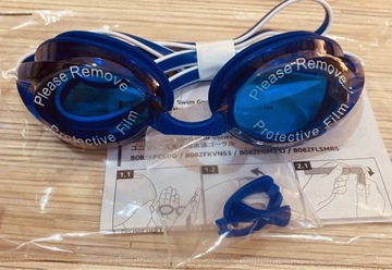 Nowe okulary pływackie niebieskie z 4 noskam