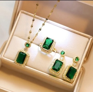 Luksusowy komplet biżuterii złotej z kryształami