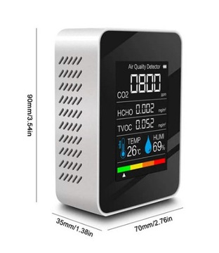 Monitor jakości powietrza 5w1 CO2 HCHO TVOC temp.