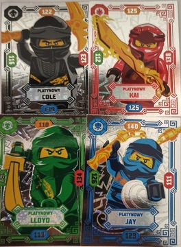 Lego Ninjago seria 7 komplet 4 karty platynowe