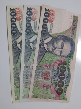 215N -3 BANKNOTY 10.000 TYŚ TRZY ODCIENIE TŁA 