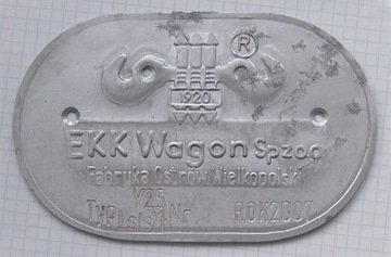Tablica informacyjna wagonu EKK WAGON Ostrów Wlkp.
