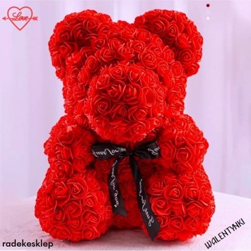 Miś z Róż Prezent GIFTBOX GRARIS 20 cm Walentynkii
