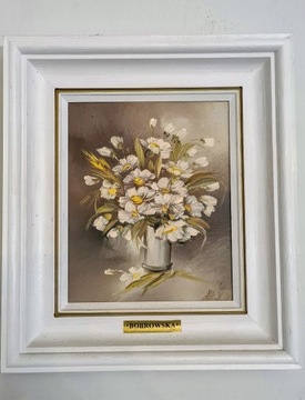 Obraz Olejny Martwa Natura Kwiaty Bobrowska