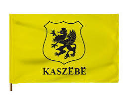 Flaga Kaszub z napisem Kaszebe GRYF 100x60 cm