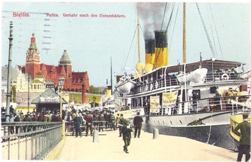 SZCZECIN- 1913 Port. Parowiec- Statek wycieczkowy