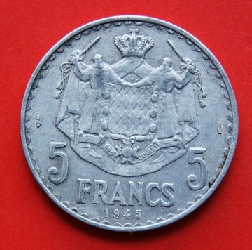 5  Franków  1945 r  -  Monaco   Stan !