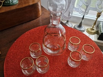 Karafka szklana sześć kieliszków Vintage