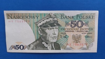 Banknot 50 zł z 1988r, Seria HY